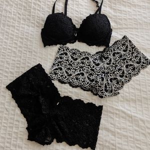 3/$30 Black Lace Bra and Panty Set
